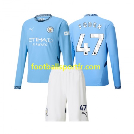 Tenue Manchester City Phil Foden 47 Enfant Domicile 2024-2025 Maillot de Foot ML